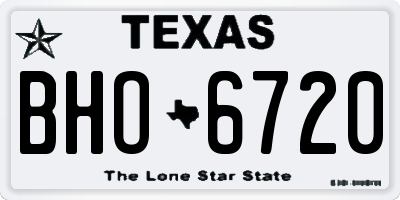 TX license plate BHO6720