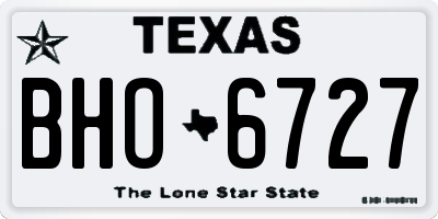 TX license plate BHO6727