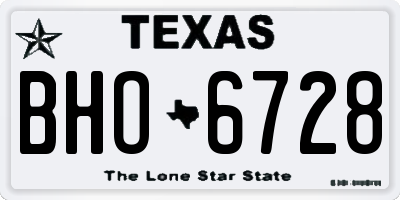 TX license plate BHO6728