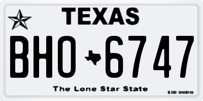 TX license plate BHO6747