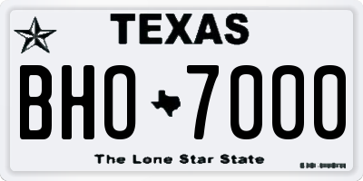 TX license plate BHO7000