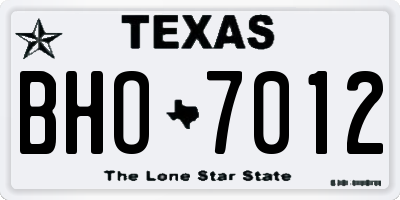 TX license plate BHO7012