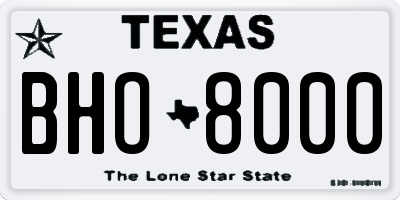 TX license plate BHO8000