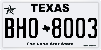 TX license plate BHO8003
