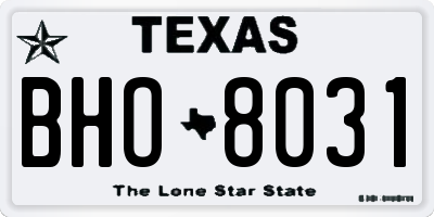 TX license plate BHO8031
