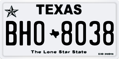 TX license plate BHO8038