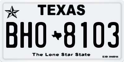 TX license plate BHO8103
