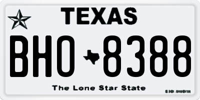 TX license plate BHO8388