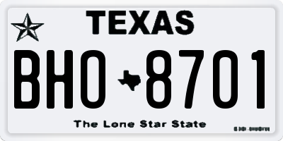 TX license plate BHO8701