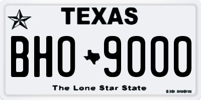 TX license plate BHO9000