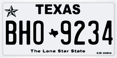 TX license plate BHO9234