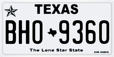 TX license plate BHO9360