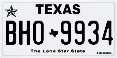 TX license plate BHO9934