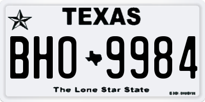 TX license plate BHO9984