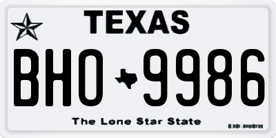 TX license plate BHO9986