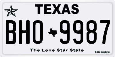 TX license plate BHO9987