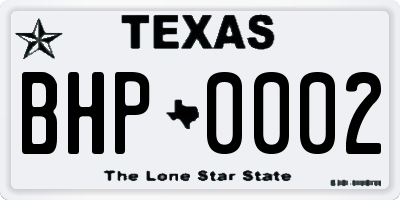 TX license plate BHP0002