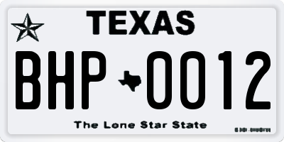 TX license plate BHP0012