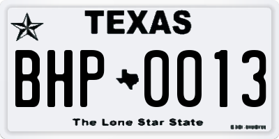 TX license plate BHP0013