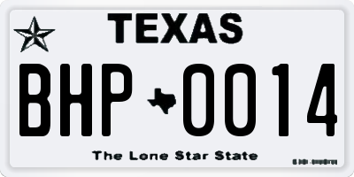 TX license plate BHP0014