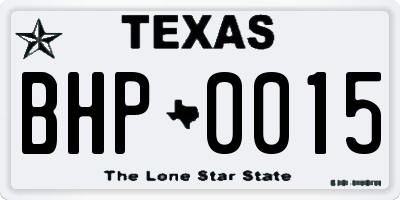 TX license plate BHP0015