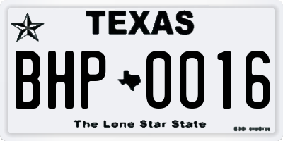 TX license plate BHP0016