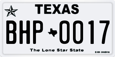 TX license plate BHP0017