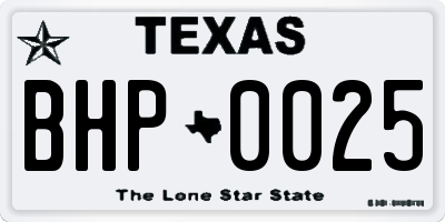 TX license plate BHP0025