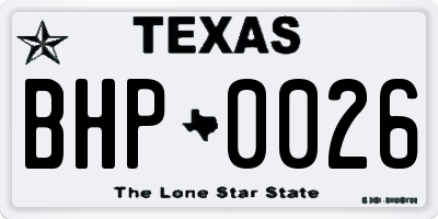 TX license plate BHP0026