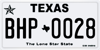 TX license plate BHP0028