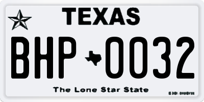 TX license plate BHP0032