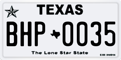 TX license plate BHP0035