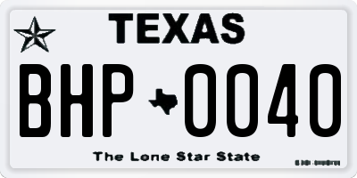 TX license plate BHP0040
