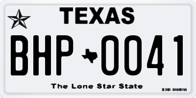 TX license plate BHP0041