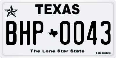 TX license plate BHP0043