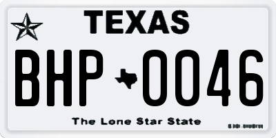 TX license plate BHP0046
