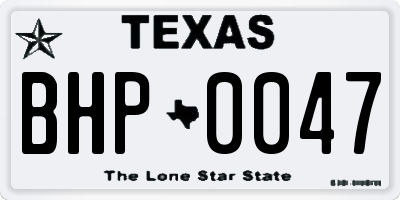 TX license plate BHP0047