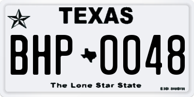 TX license plate BHP0048