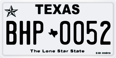 TX license plate BHP0052