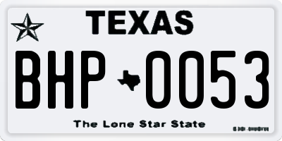 TX license plate BHP0053