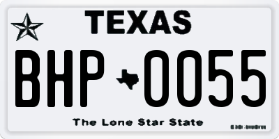 TX license plate BHP0055