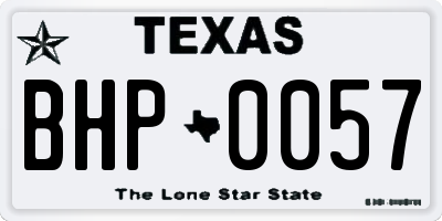 TX license plate BHP0057