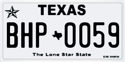 TX license plate BHP0059