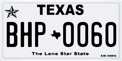 TX license plate BHP0060