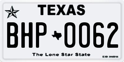 TX license plate BHP0062