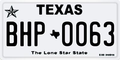 TX license plate BHP0063