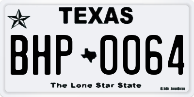 TX license plate BHP0064