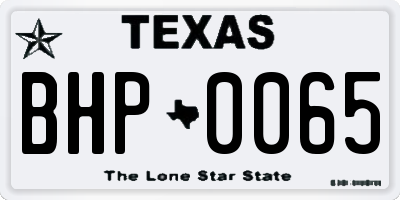 TX license plate BHP0065