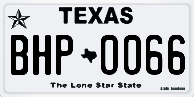 TX license plate BHP0066