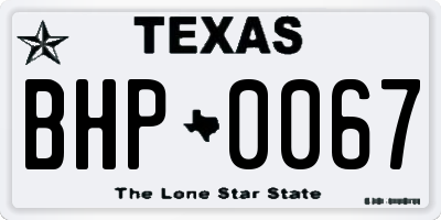 TX license plate BHP0067